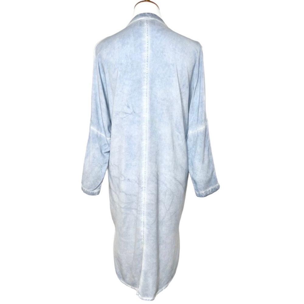 Anthropologie Blue Tie Dye 3/4 Sleeve High-Low Chambray Tunic Shirtdress - Picture 6 of 10